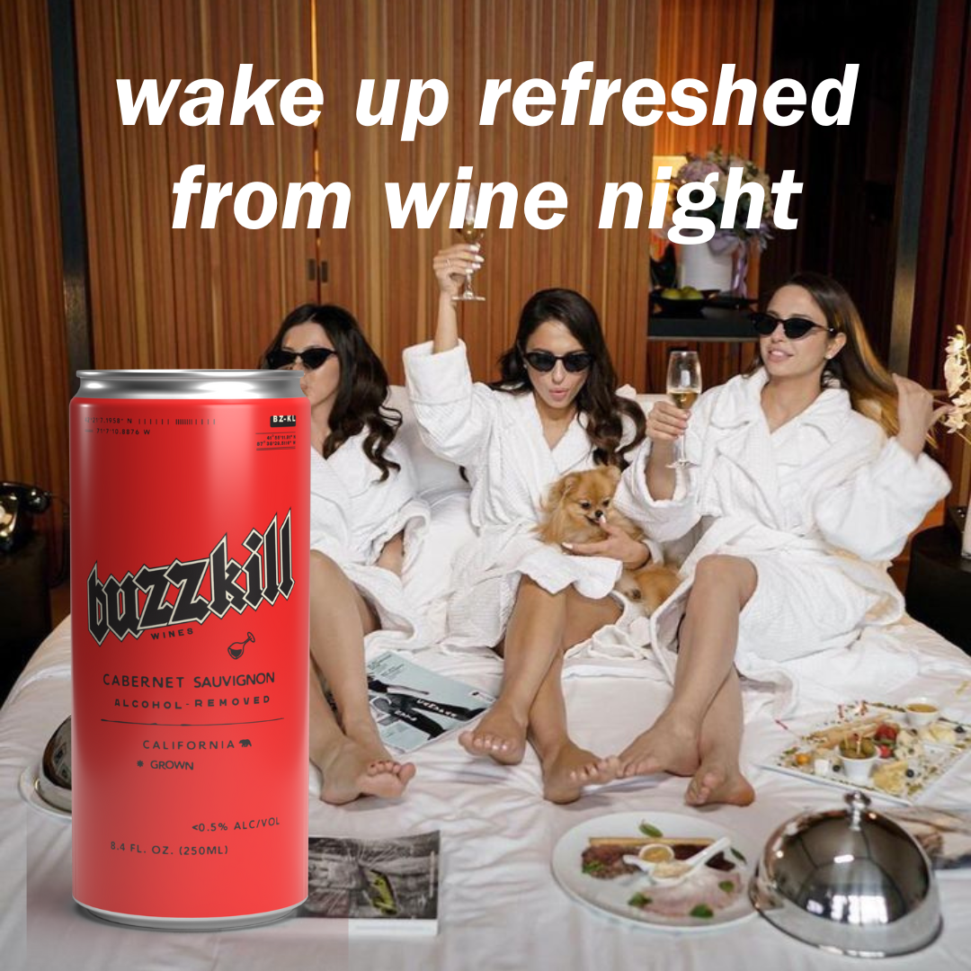Buzzkill Non-Alcoholic Wine | Low Sugar, Low Calorie, No Hangover - 4-Pack Cans
