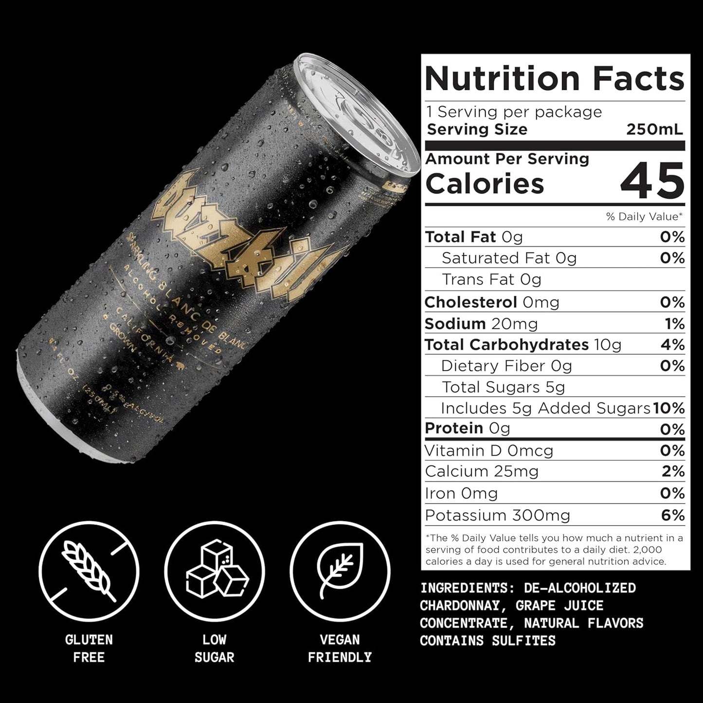 Buzzkill Non-Alcoholic Wine | Low Sugar, Low Calorie, No Hangover - 4-Pack Cans