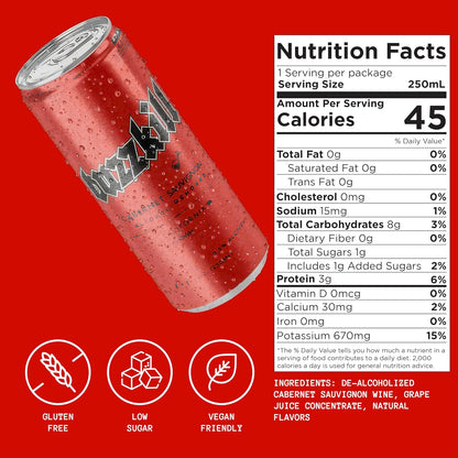 Buzzkill Non-Alcoholic Wine | Low Sugar, Low Calorie, No Hangover - 4-Pack Cans