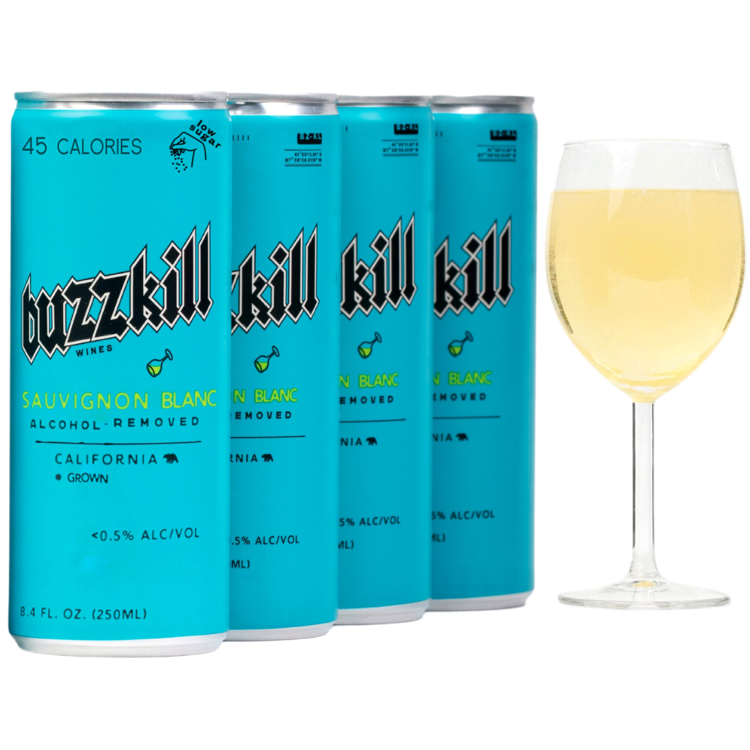 Buzzkill Non-Alcoholic Wine | Low Sugar, Low Calorie, No Hangover - 4-Pack Cans